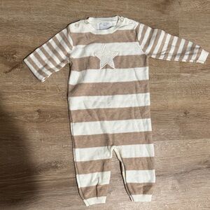 Striped Brown and Cream Star Baby One Piece Sleeper